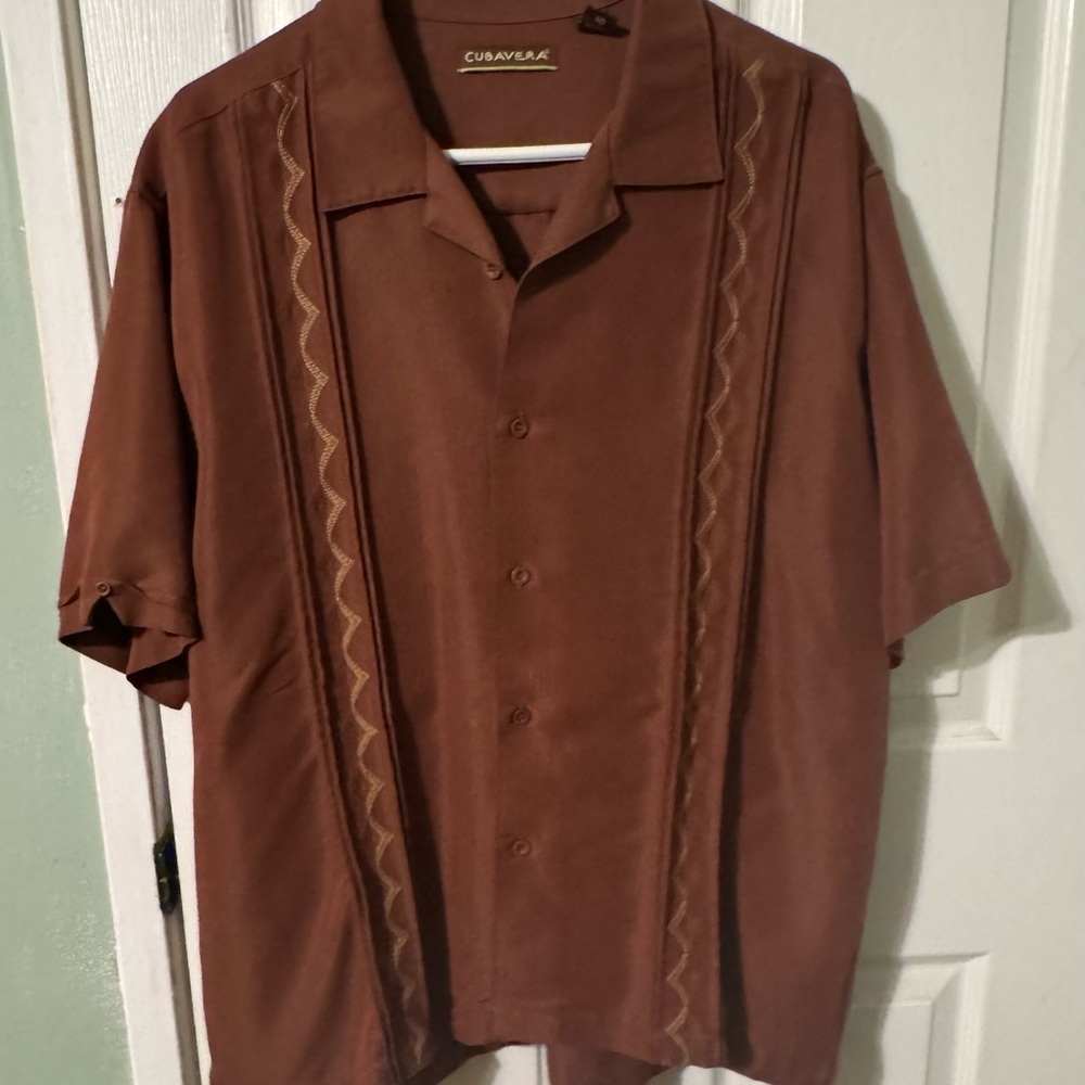 Cubavera Rust Short Sleeve Shirt with Embroidery